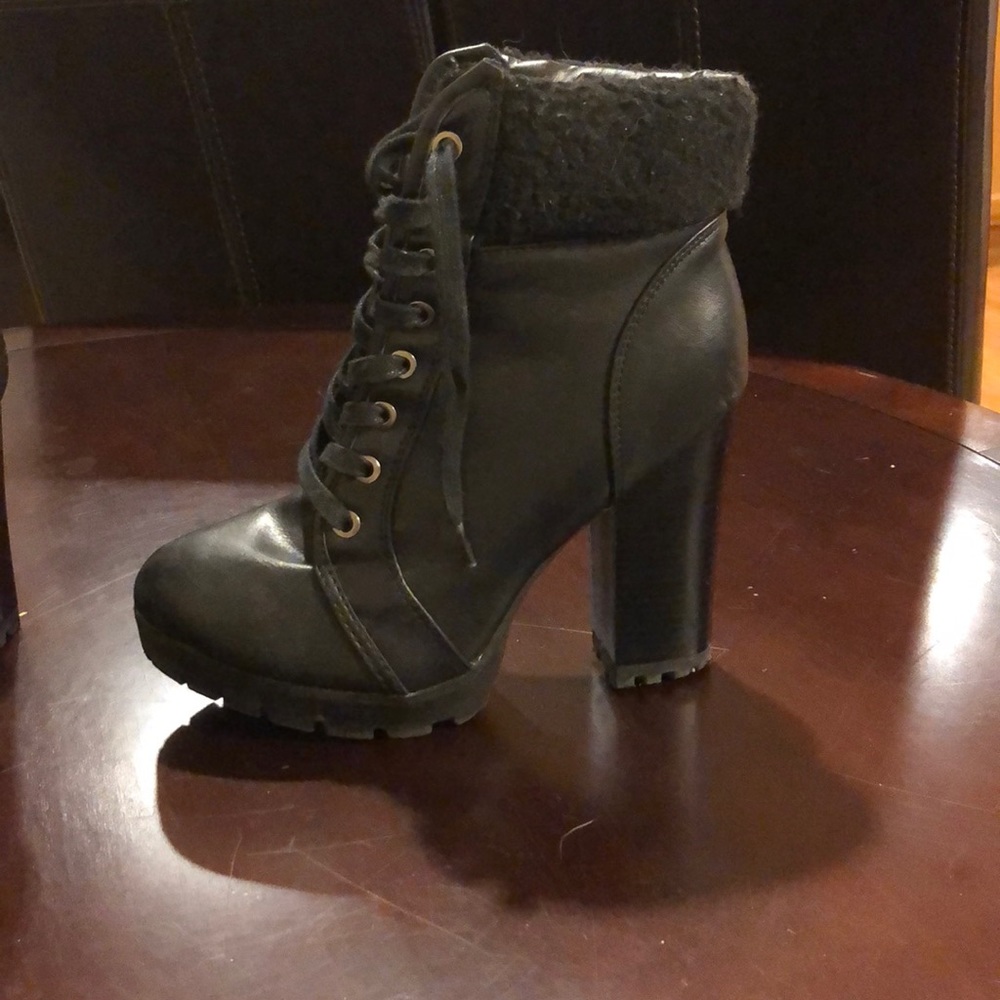 Bamboo black boots, 4 inch heel, only worn 3 times